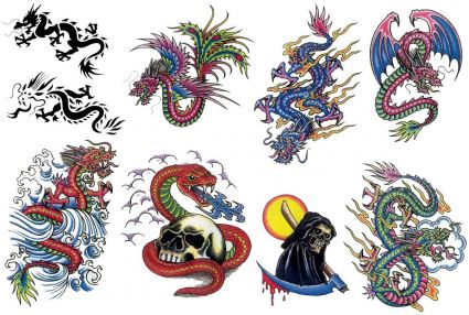 Colored Dragon Tattoos